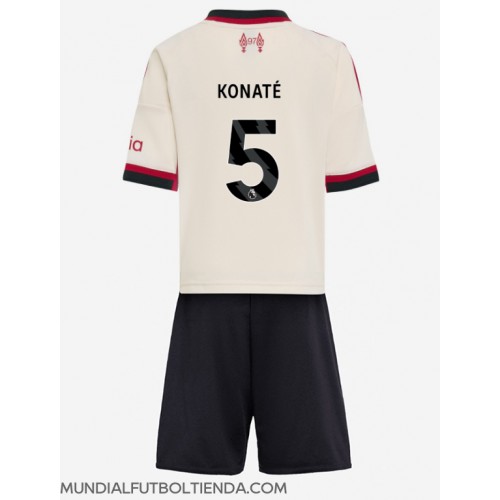 Camiseta Liverpool Ibrahima Konate #5 Segunda Equipación Replica 2025-26 para niños mangas cortas (+ Pantalones cortos)